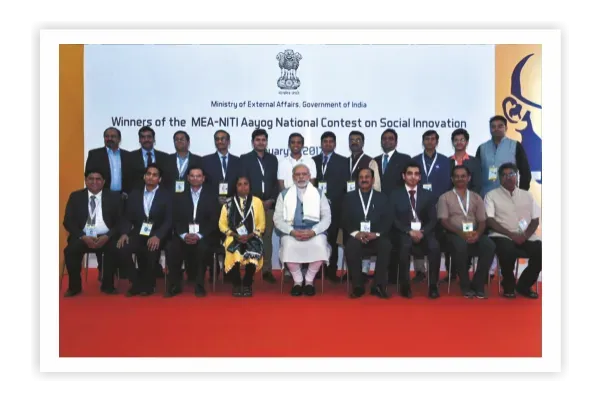 Group photo of the winners of the MEA-NITI Aayog National Contest on Social Innovation